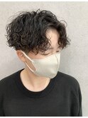20代30代40代くせ毛風パーマ丸みショート小顔カット抜け感