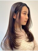 切りっぱなしボブエアリーロング美髪ピンクブラウン