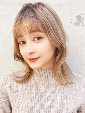 ラフィス ヘアー ラヴィ 寝屋川店(La fith hair lavie) 【La fith】シルキーベージュ×くびれミディアム