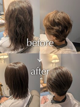 エム(EMU)の写真/【髪質改善カラー】ワンランク上の大人女性が似合う色味で白髪染め！白髪の存在を感じない品のある美髪♪