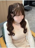 編上げハーフツイン/ウェーブ/横浜ヘアメ