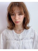 小顔  ワンサイドショート ブランジュ ハイライト　ダブルバング