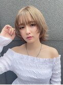 ミルクティーベージュ丸みショートウルフ