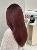 韓国ヘア髪質改善ブリーチなしダブルカラーワインレッド