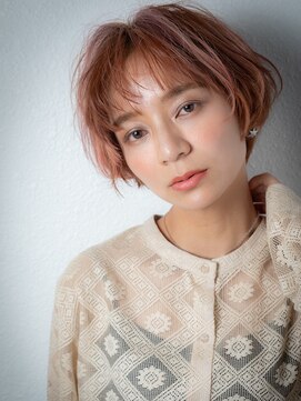 カバーヘア ブリス 上尾西口店(COVER HAIR bliss) ペールオレンジひし形ミニボブレイヤーショートz上尾20代30代