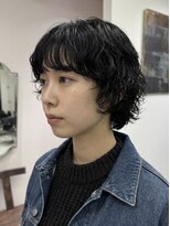 シール 梅田(CIRR) ハンサムショートタッセルボブパーマレイヤーボブハイライト