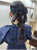 ポニーテールアレンジ・黒髪ヘアセット