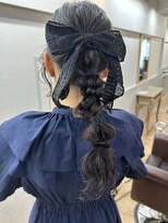ポニーテールアレンジ・黒髪ヘアセット