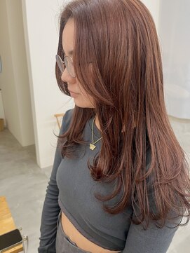 オンド(onde) オレンジカラーのロングレイヤースタイル