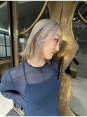 レイヤーカット冬カラーハイトーンブリーチカラーミルクティー