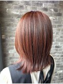 ミディアムレイヤー×ピンクブラウン