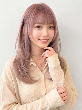 ユニバイリサ 天神大名店(uni by risa) ブリーチカラー シアーピンクカラー レイヤーカット 20代