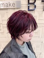 ヘアアンドメイク ビス イオンモール八幡東店(Bis!) ワインレッドボルドー×スパイキーマニッシュショート