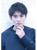 ブルーブラック！爽やかアップバング！2ブロック刈り上げ！