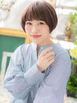 カバーヘアアンドスパ ブリス 浦和(COVER HAIR&SPA bliss) ピンクブラウン艶カラー前下がりマッシュボブa浦和20代30代40代!