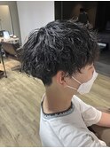 波巻きツイストスパイラル刈り上げセンターパートサーフカール