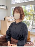 くびれボブ。オレンジベージュ。