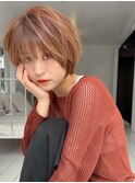 前髪ピンクベージュマチルダボブ【錦糸町/ショート】