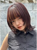 顔周りレイヤーカットくびれヘアミルクティーベージュカラー