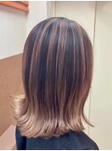 【バレイヤージュ/ピンクベージュ/ハイライト】20代30代40代50代