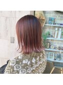 外はねボブピンクグラデーション