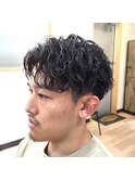 ケアパーマ縦落ちツイストスパイラル×アップバングショート