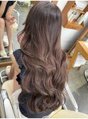 札幌白髪ぼかしハイライト　ピンクベージュ×レイヤーカット