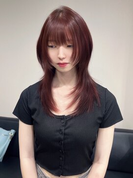 ベレーザ 渋谷神南(Beleza) 16182黒髪ラウンドバングダークレッドローズブラウンワンホン