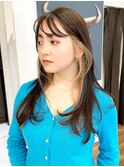 耳かけロングレイヤーフェイスレイヤーボブウルフインナーカラー
