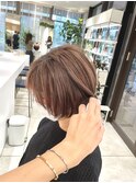 ハイライトカラー脱白髪染めピンクベージュ20代30代40代