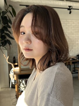 ガーデン オオタカノモリ(garden otakanomori) 簡単スタイリング抜け感あり前髪なし大人可愛いひし形くびれボブ