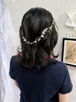 結婚式 お呼ばれ 巻き下ろし×パール・ビジューヘッドドレス