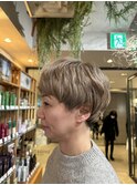 ショートxハイトーンxミルクティーカラー