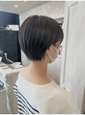 福山美容室caary くびれ大人ショート丸み耳掛けイルミナカラー