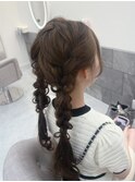 編み込みツインテール/梅田ヘアセット