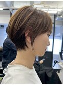 別府ショートボブ顔まわりレイヤーカット髪質改善カラー30代