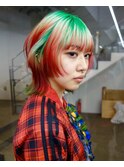 レッドグリーンルーツデザインウルフカット