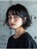 お洒落度UP☆黒髪×ニュアンスパーマのショートボブ