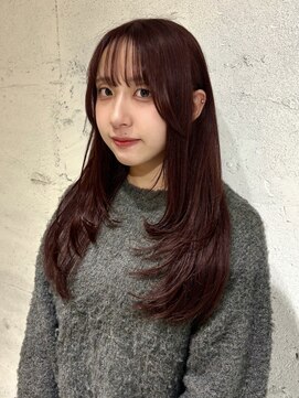 ヨーク(YOKE) 【YOKE】レッドブラウンブリーチなしレイヤーロング顔周り前髪