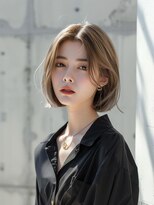 ムウ 難波(MOU)&nbsp;ボブクールショート前髪イメチェンピンクベージュ30代40代50代