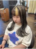 デザインカラー ハイライトカラー ブラック×ゴールド ロング