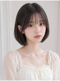 姫カットアッシュグレーアゴ下ボブ顔まわりレイヤー内巻きボブ☆