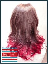 バトヘアー 渋谷本店(bat hair) 【bathair渋谷】ピンクレッドグラデーションボブ_3Dカラー
