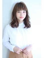 オーロ 宝塚店(ORO)&nbsp;ネイビーカラーの大人かわいいブランジュ小顔くびれセミディ