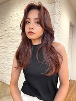 ノラキチジョウジ(NORA KICHIJOJI)&nbsp;暖色カラーロングヘアカーテンバング#センターパート#くびれヘア