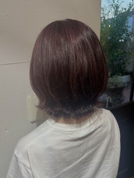 リジェール 高辻店 チェリーレッド　夏カラー　ウルフボブ