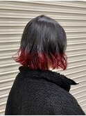 レッド×エンドカラーグラデーションカラー×切りっぱなしボブ☆