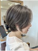 白髪ぼかし脱白髪染め似合わせショートボブ40代50代60代