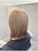 エンドカラー/裾カラー/ハイトーンベージュ/切りっぱなしボブ/S