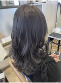 ゆる巻きセミロング×ダークグレージュカラー